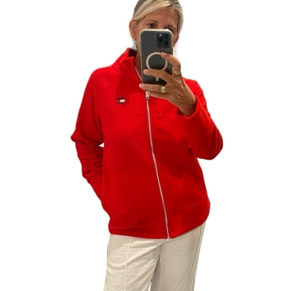 Tommy Hilfiget Red Fleece Zipper Down Jacket.Size L - Picture 2 of 15